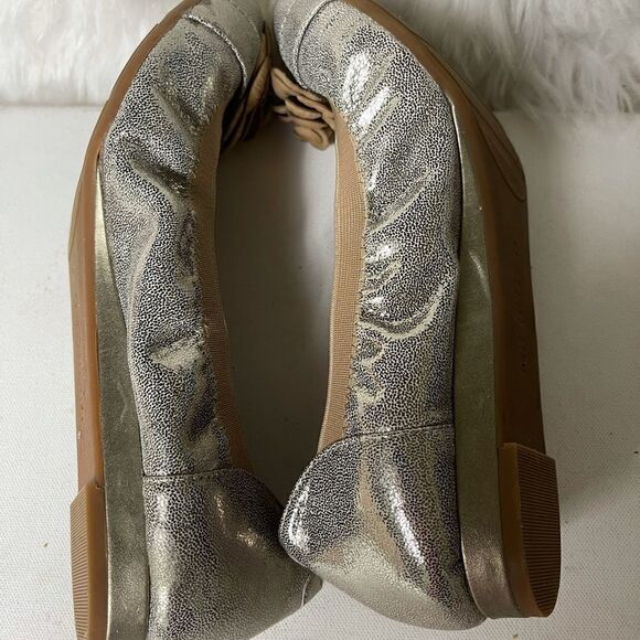 Michelle D Leather glitzy gold metallic flats SZ10 - Picture 5 of 8